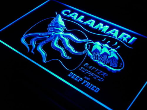 CALAMARI SQUID Ocean Beach Seafood Neon Sign